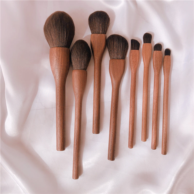 Wood Handle Makeup Brush Set