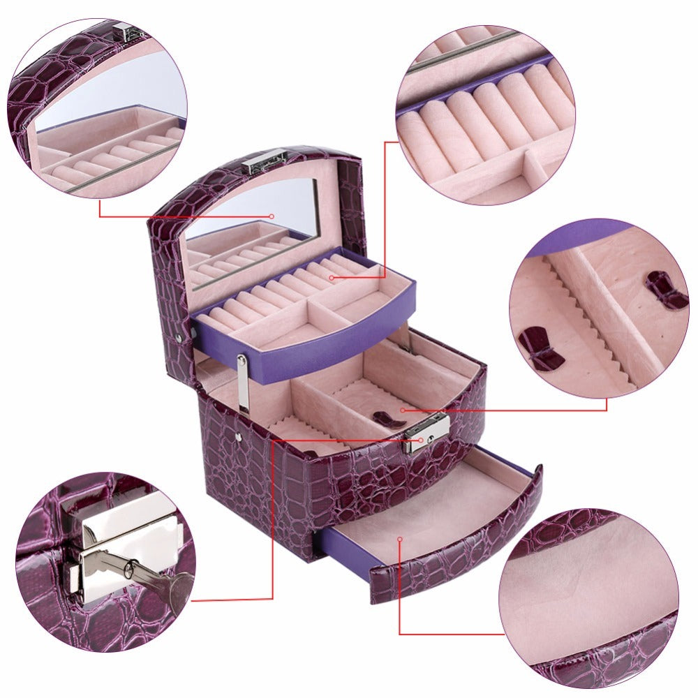 3 Layers Jewelry Makeup Storage Box