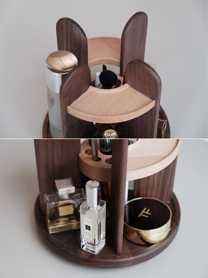 Wooden Rotate Desktop Cosmetics Storage Organize