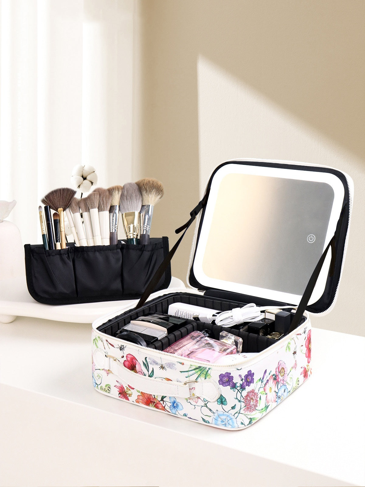 Cosmetics Storage Box With Light And Mirror