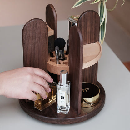 Wooden Rotate Desktop Cosmetics Storage Organize