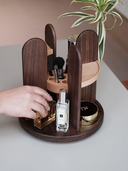 Wooden Rotate Desktop Cosmetics Storage Organize